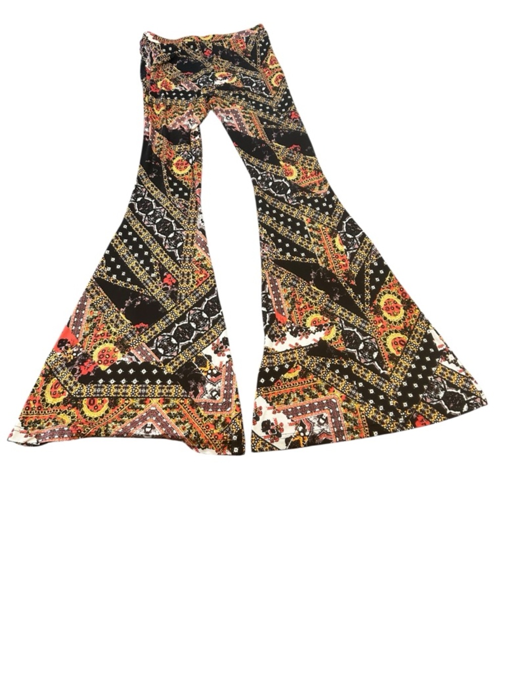 Free People Women sz XS Boho big Flare Pants Festival Pull On Bell Bottom fun - Picture 3 of 9